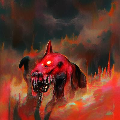Menacing Hellhound with Fiery Eyes