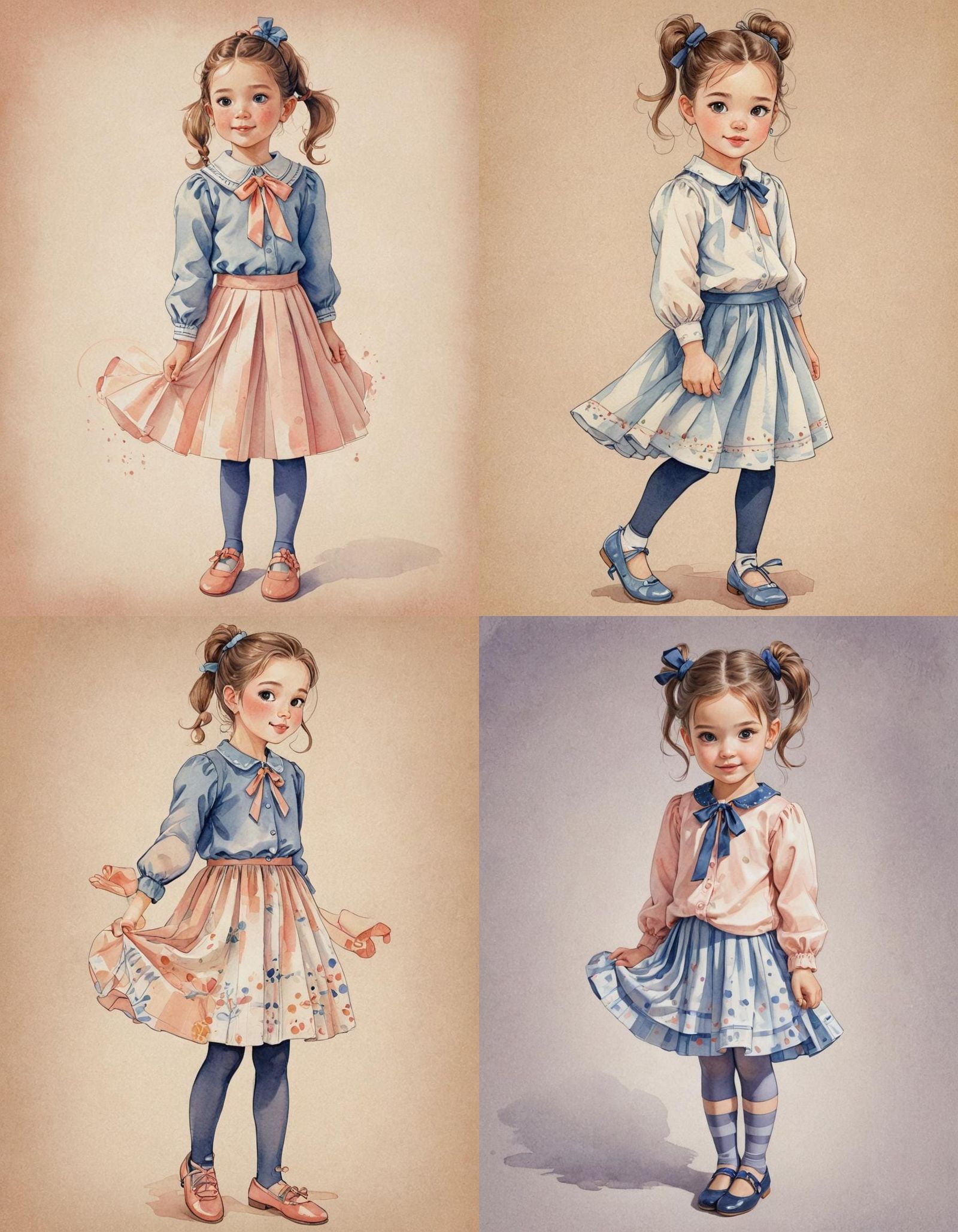 Watercolor Style Girl Washing Hands Illustration