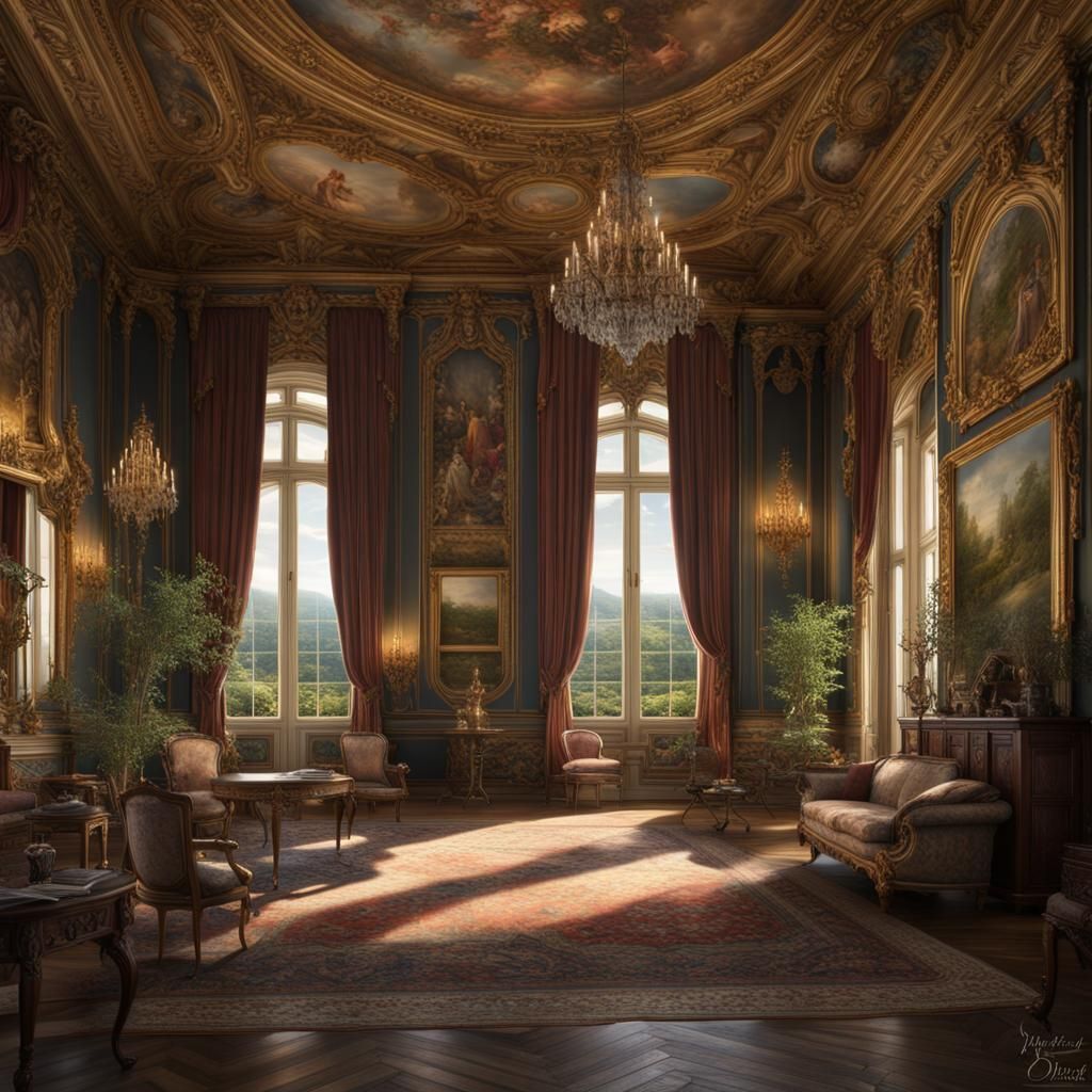 French Chateau Interior with Modern Furnishings