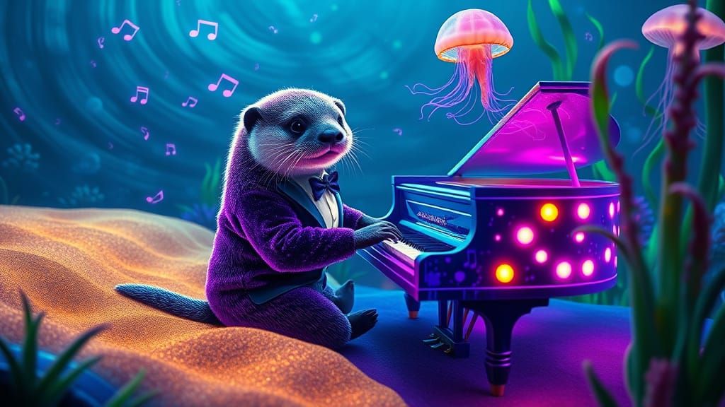 Magical Sea Otter Piano Concerto in Neon Dreamscape