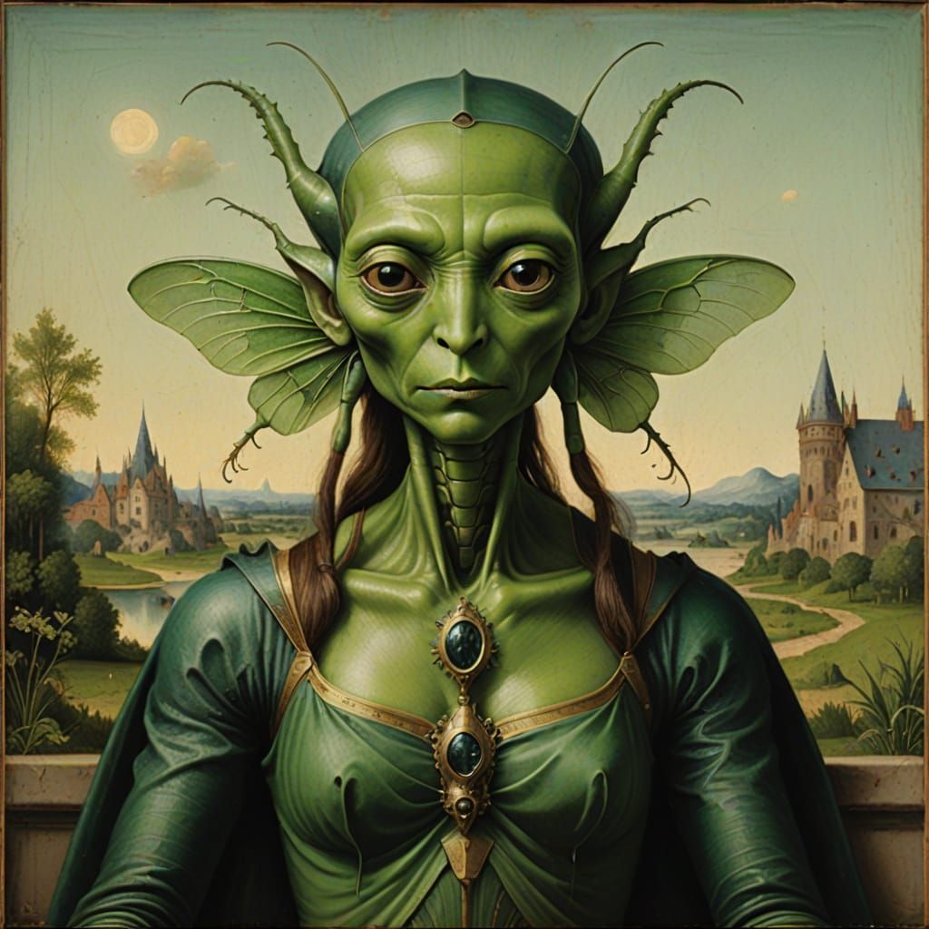 Ethereal Insectoid Alien in Enigmatic Repose