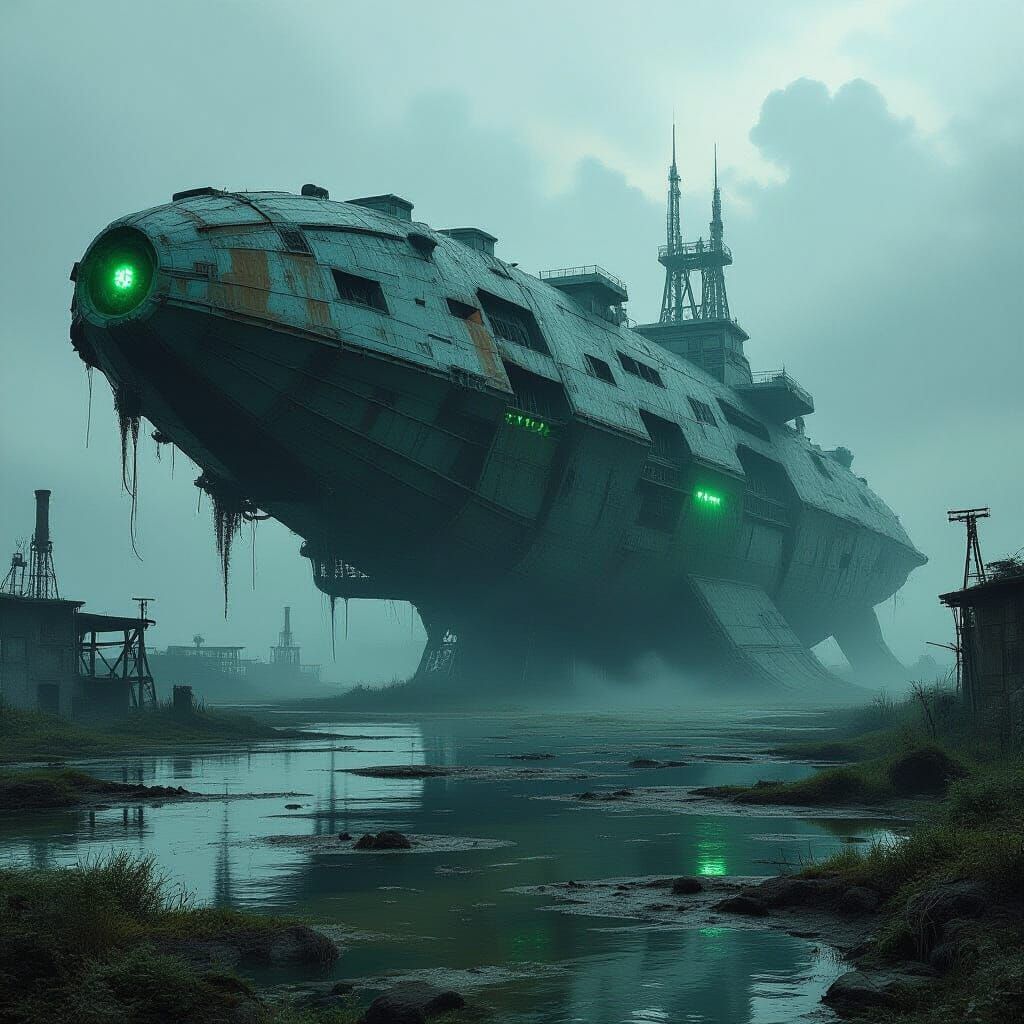 Derelict Leviathan Spaceship in Toxic Swamp