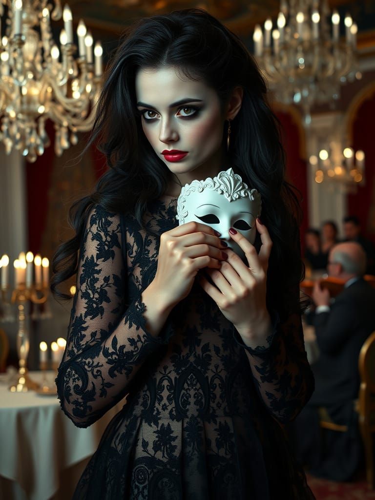 Ethereal Victorian Ball Scene in Dark Romantic Style