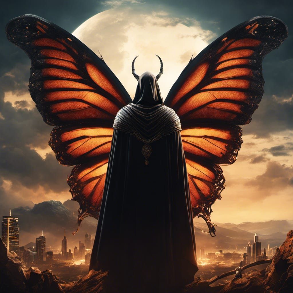 Apocalyptic Grim Reaper Butterfly in Digital Art Style