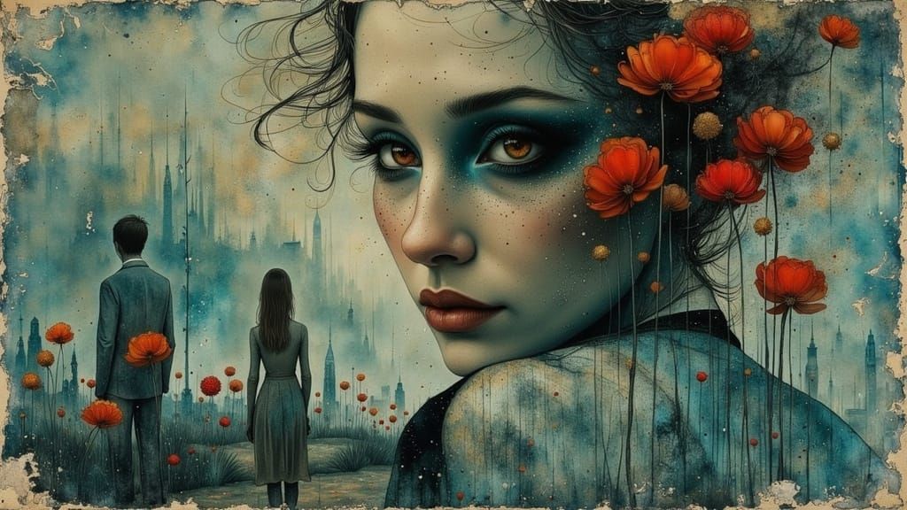 Surreal Woman in Dreamlike Solitude