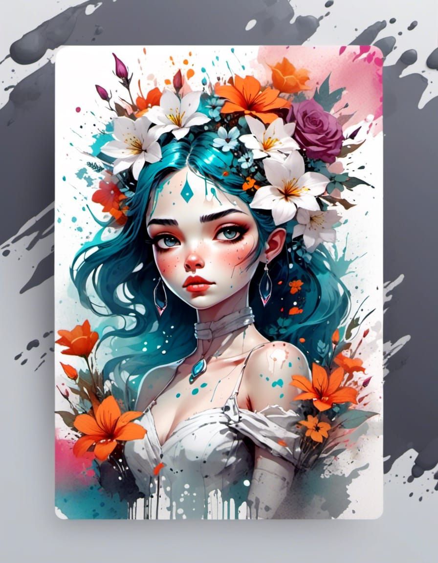 Floral Gift Card Design with Vector Illustration