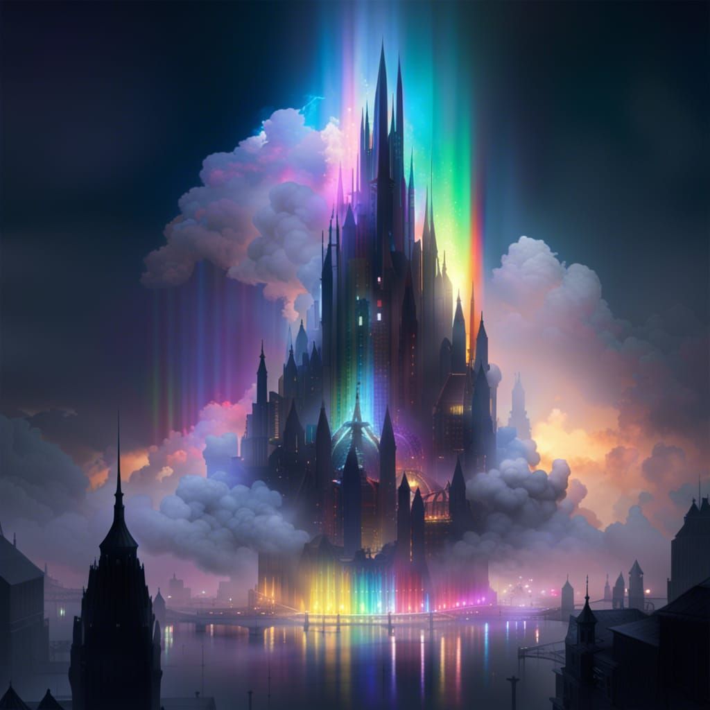 Crystal City in Clouds: Refracted Light Spectacle