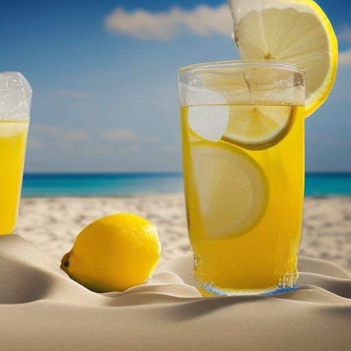 Refreshing Lemon Summer Drink Ad, Sharp Focus