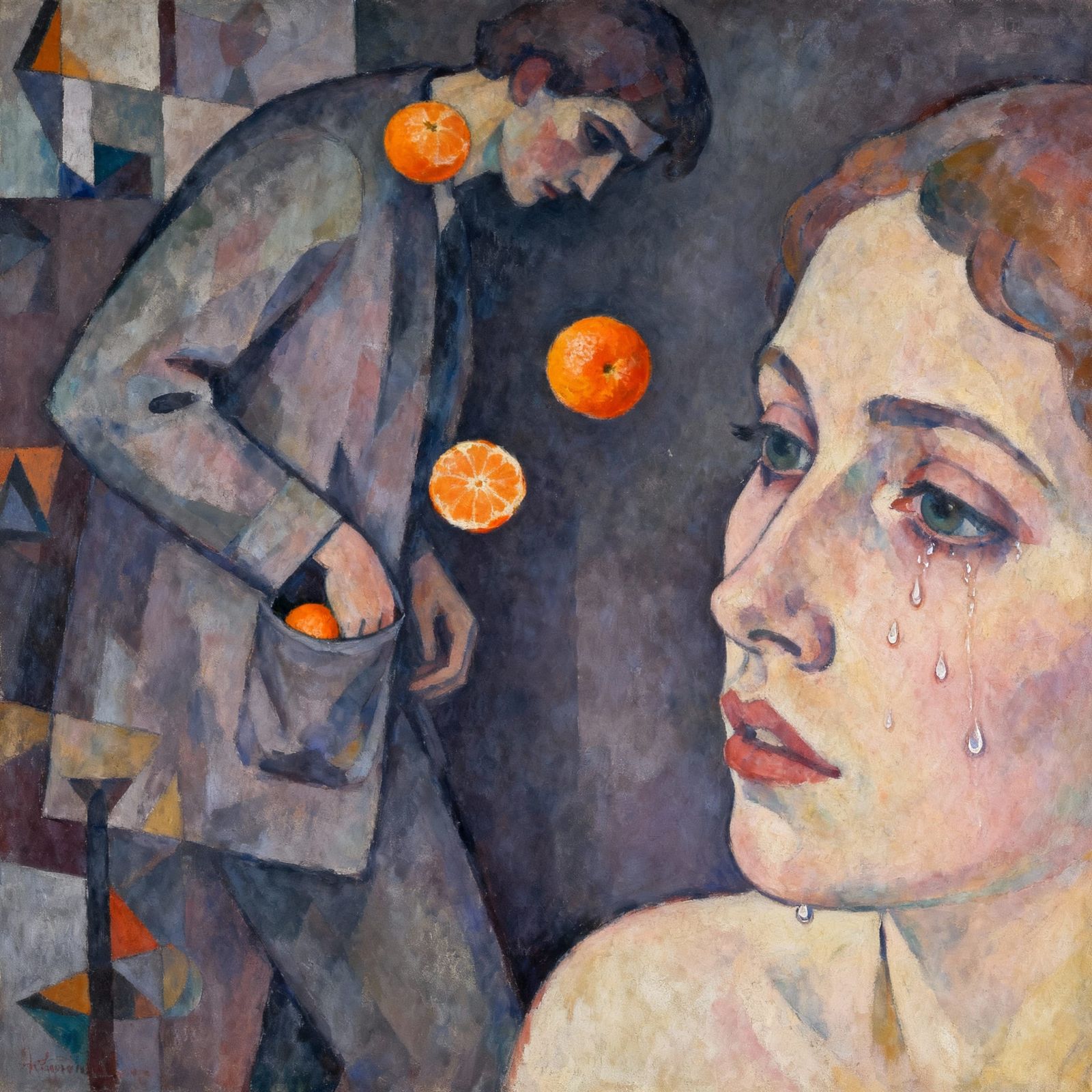 Tangerines Thrown on Wet Face, Inspired by Klee & Serebriako...