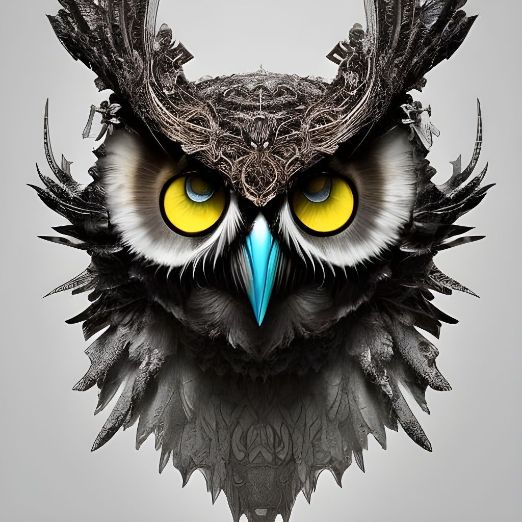 Majestic Armored Owl Portrait in Hyperdetailed Fantasy Art