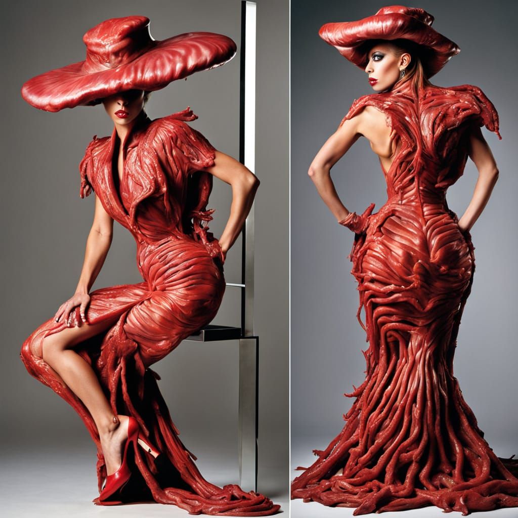 Lady Gaga in Meat Dress on Hollywood Walk of Fame