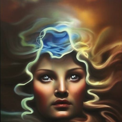 Ethereal Oil Painting of Nyx, Goddess of Night