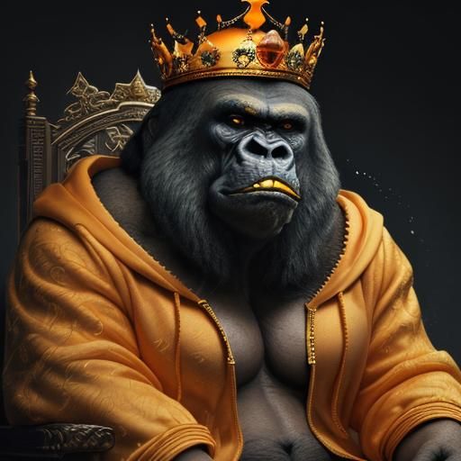 King Kong on Throne: Hyperrealistic Digital Art