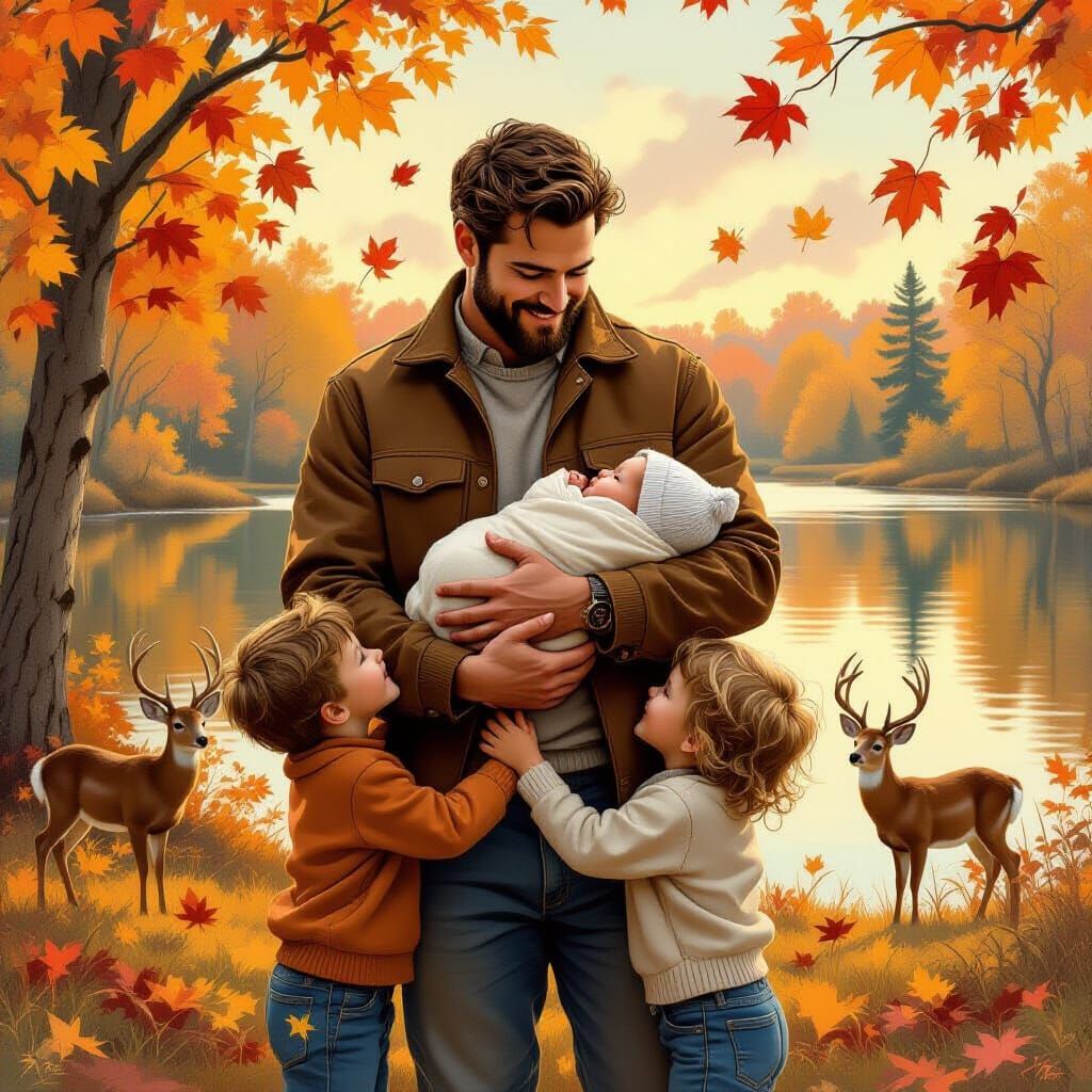 Father's Day Family Portrait in Fall Setting