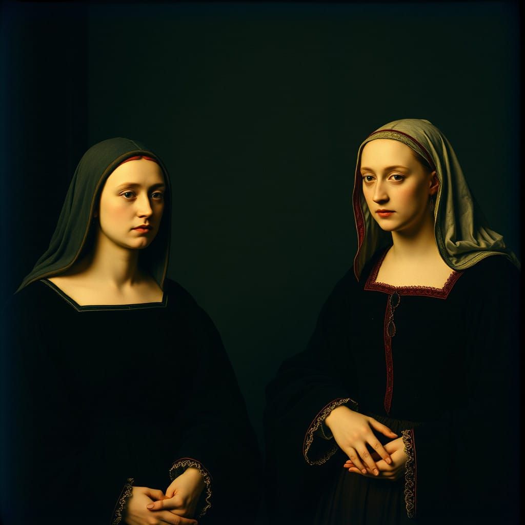 Masterful 35mm Film Still of the Arnolfini Portrait