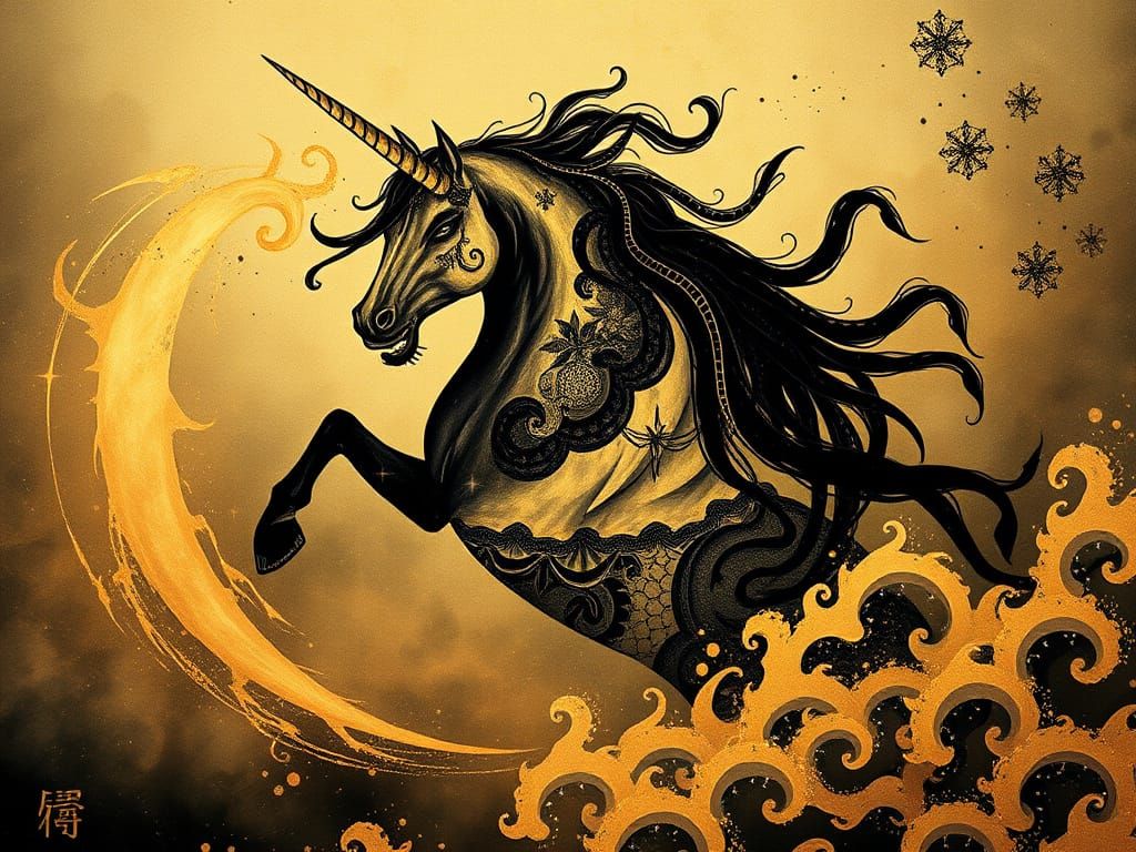 Nebula Queen in Surreal Japanese Sumi-e Style