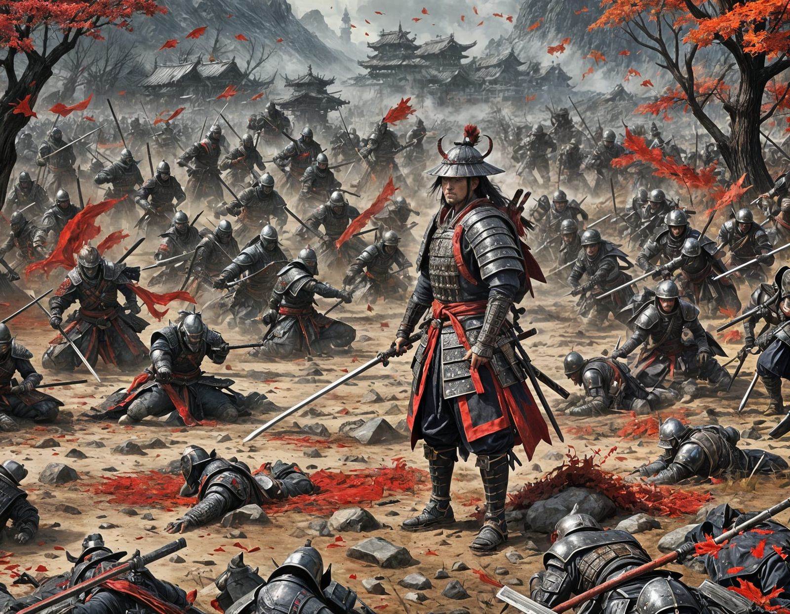 Samurai on Battlefield: Digital Painting in Magic Style