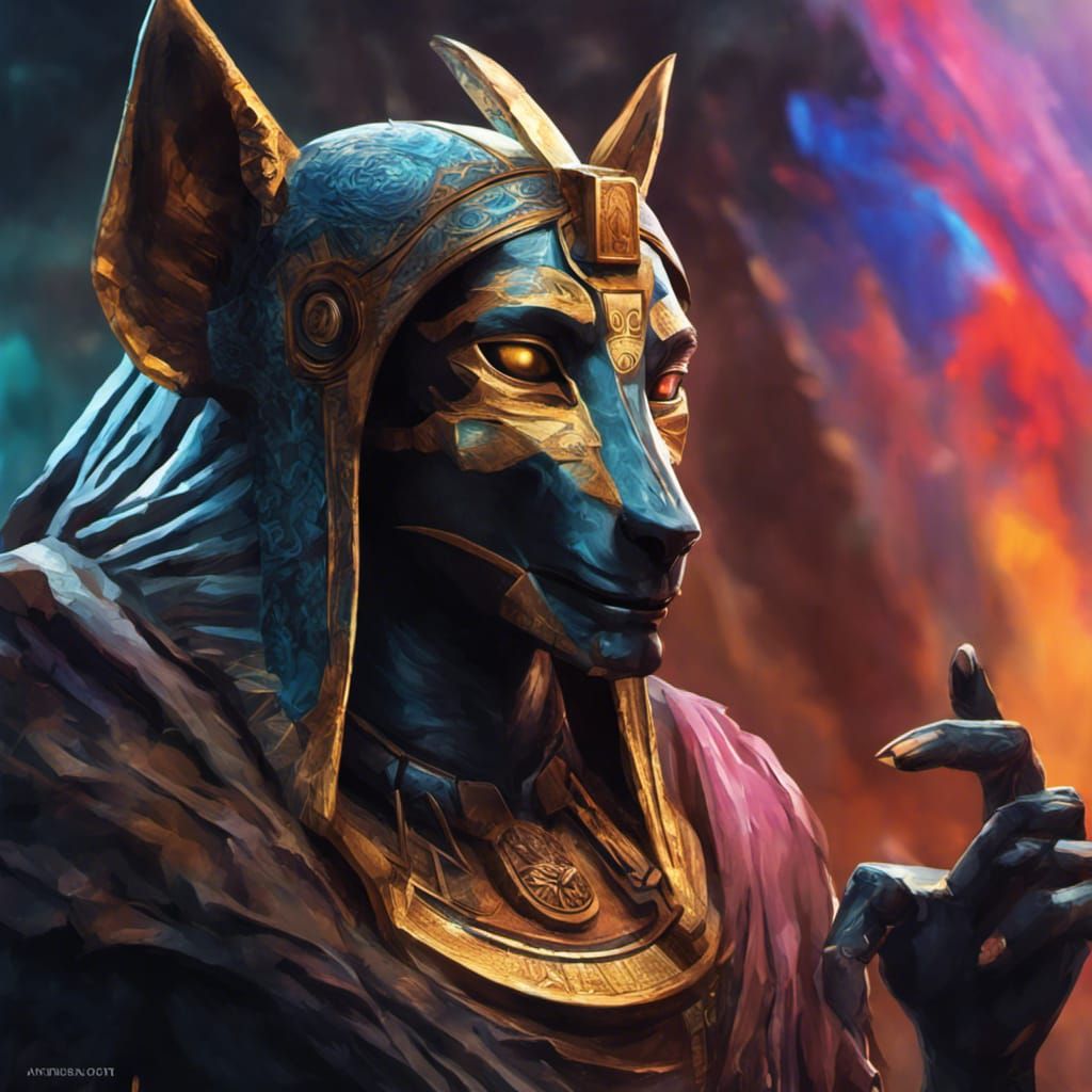 Hyperrealistic Anubis God of Death Splash Art