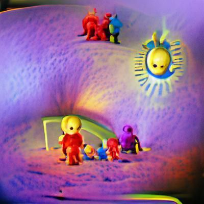 Corrupted Teletubbies in Decrepit Teletubbyland