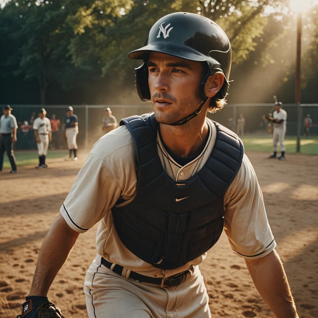 Baseball Player in Golden Light: A Cinematic Portrait