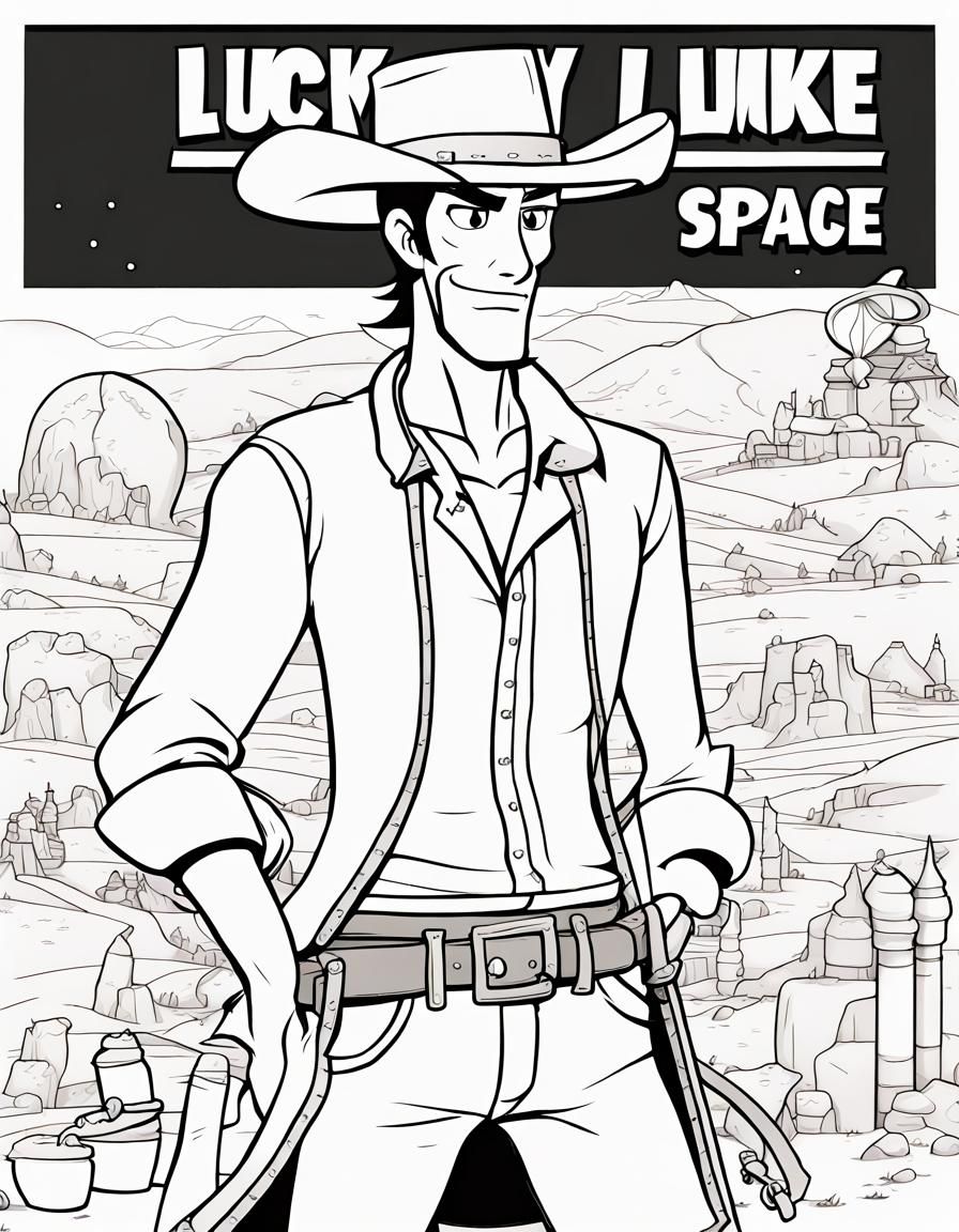 Lucky Luke in Space: Kawaii Coloring Page