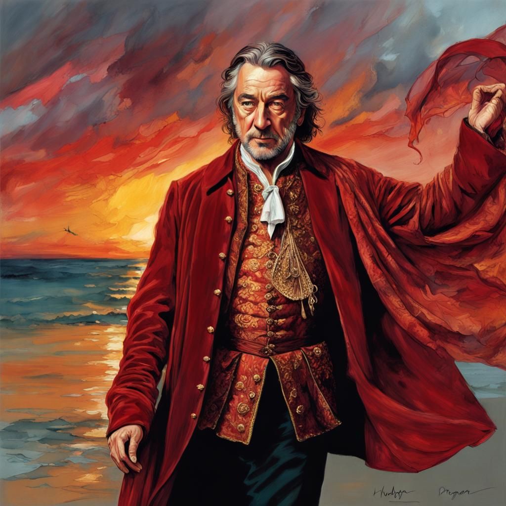 Pirate Captain in Crimson Coat: A Digital Painting