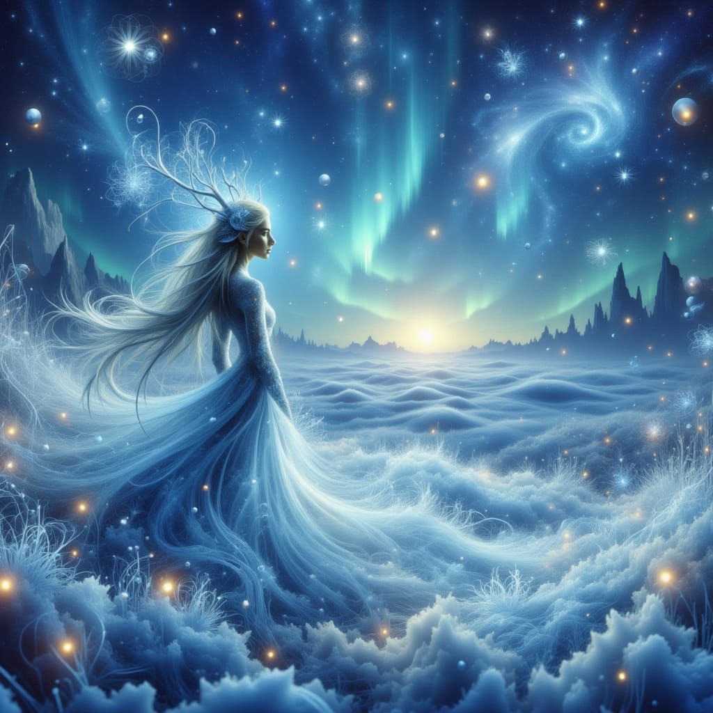 Icy Goddess in Frozen Realm: Fantasy Art