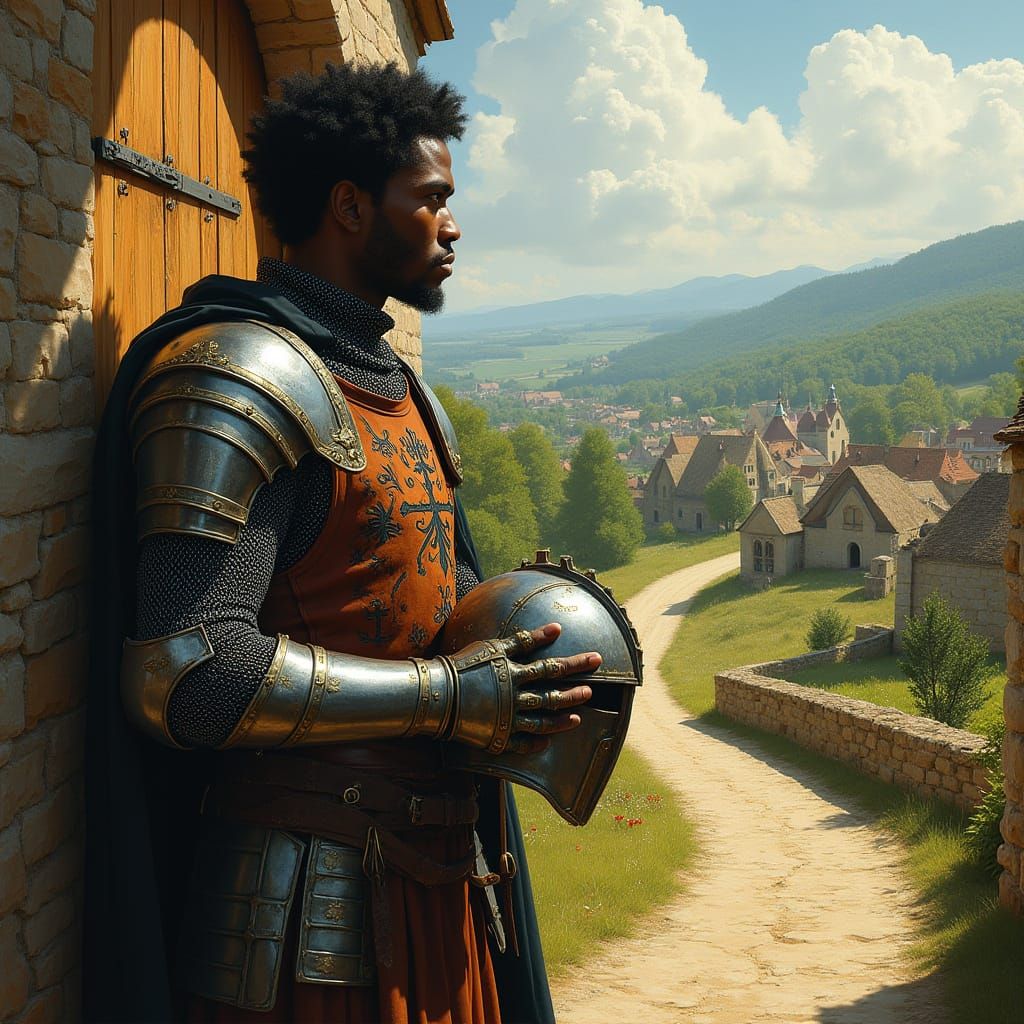 African American Knight in Armor, Fantasy Art