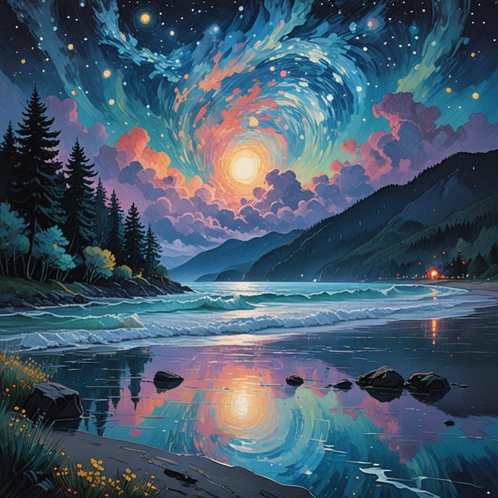 Galactic Icy Beach Transformed into Cosmic Dreamscape