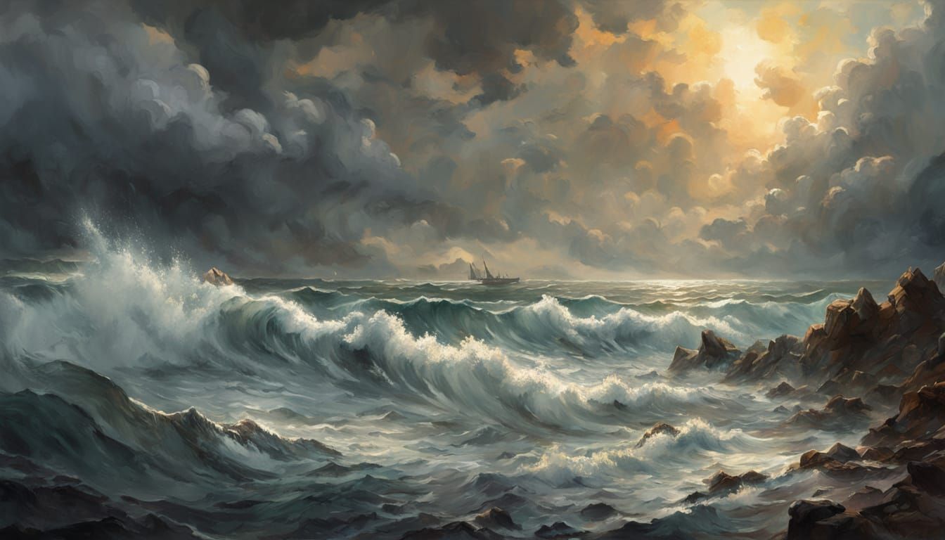 Stormy Sea Concept Art in J.M.W. Turner Style