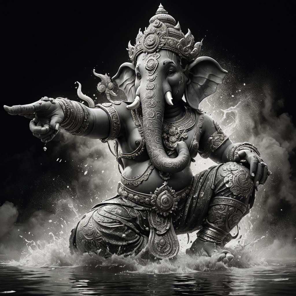 Ganesha Inspires Happiness: Detailed Matte Painting in 8K