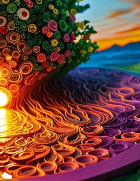 Vibrant Bird Tree: 3D Paper Diorama Sculpture