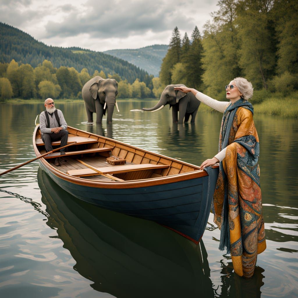 Bohemian Lake Scene in Digital Matte Painting Style