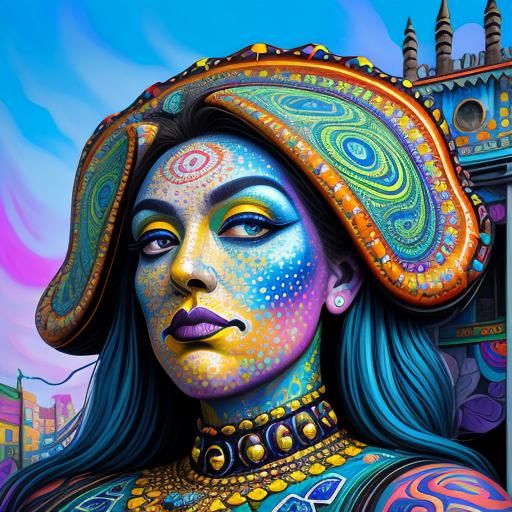 Surreal Street Art: Woman's Face Breaks Through Diamond Pain...