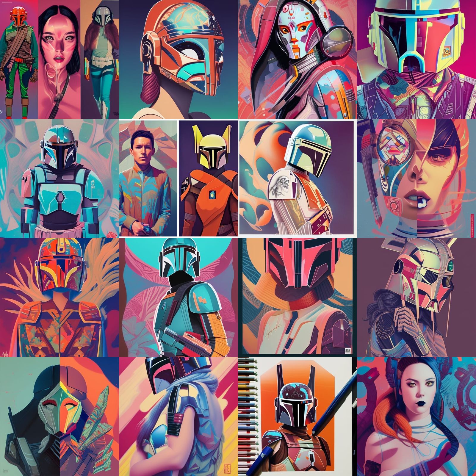 Mandalorian Portrait in Pop Art Style
