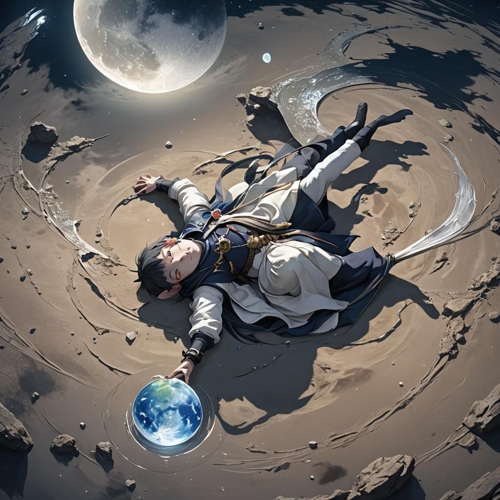 Mouse on the Moon in 3D Anime Style
