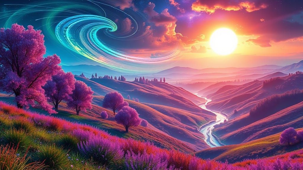 Rainbow Storm Illuminates Crystal Valley in Vibrant, Etherea...