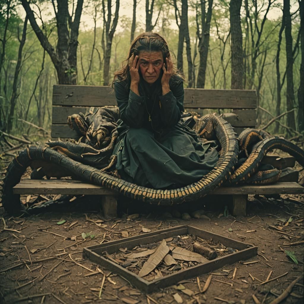 Disturbing Forest: Cinematic Still with Tense Atmosphere