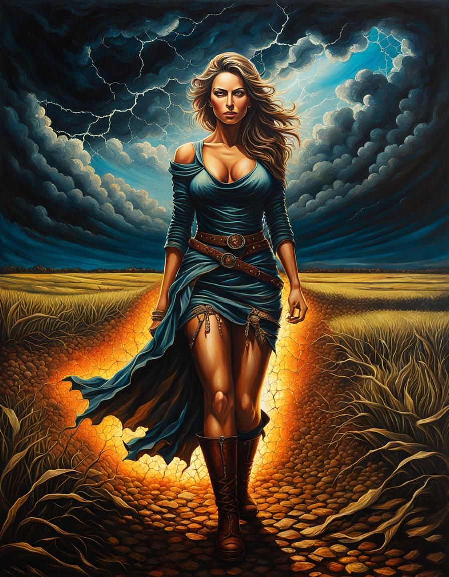 Stunning Woman in Dark Fantasy Acrylic Painting