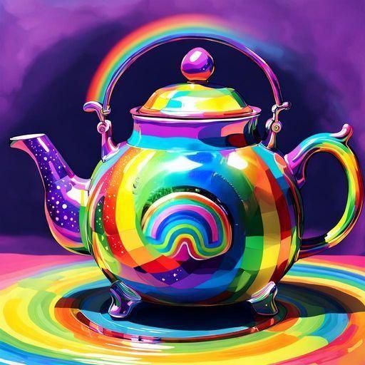 Rainbow Teapot in Lisa Frank Style