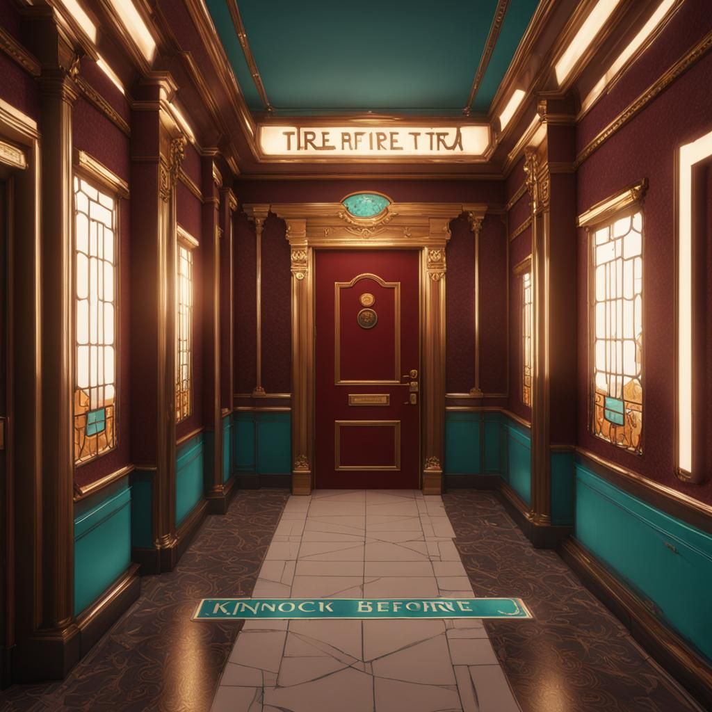 Corridor Room with Maroon Door Concept Art