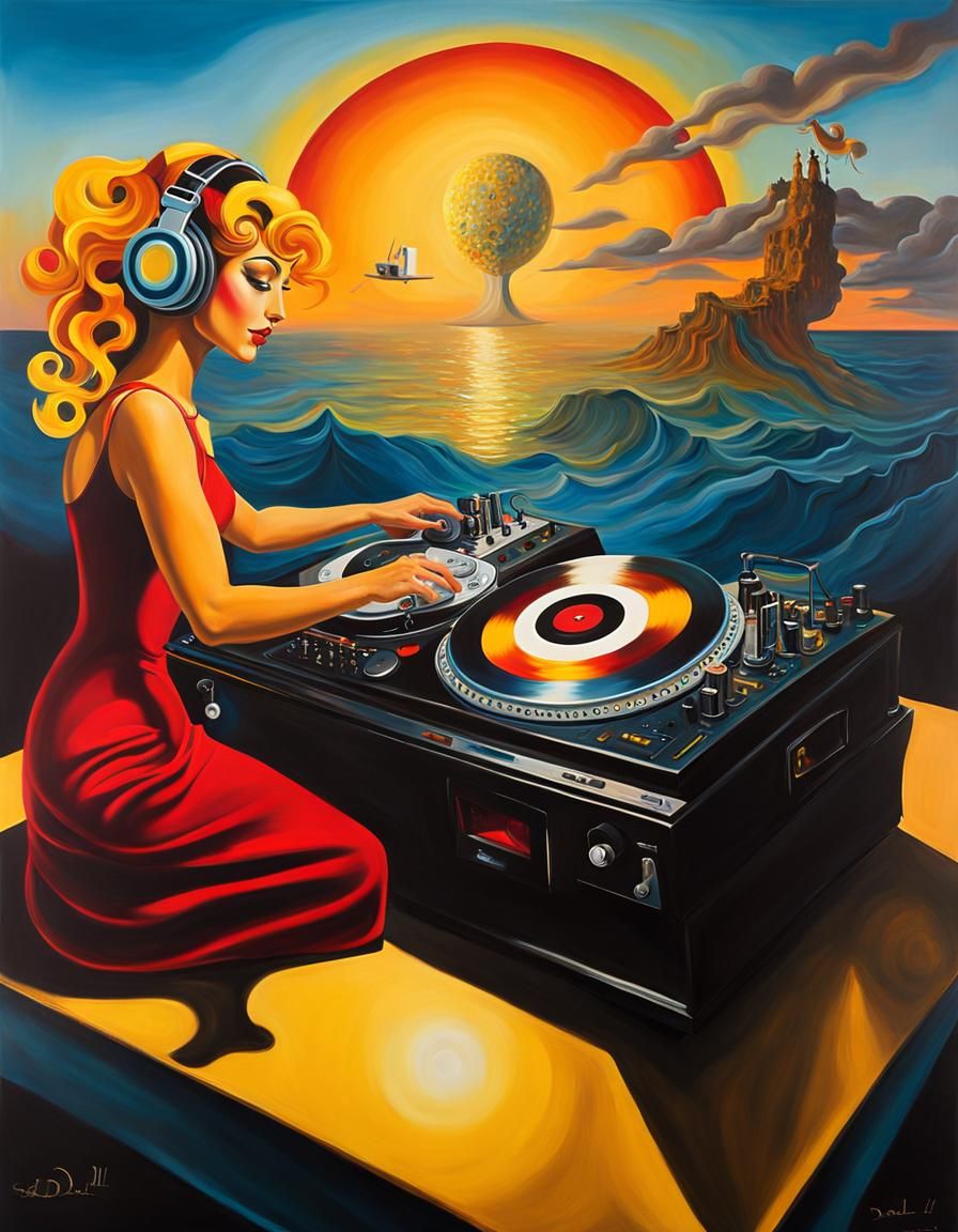 Sunset Shimmer as DJ in Surreal Dali Style