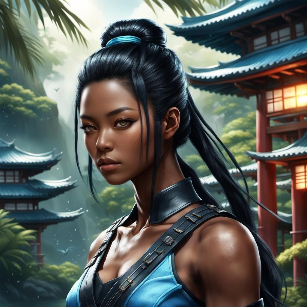 Hyperrealistic Ninja Princess with Raven Hair