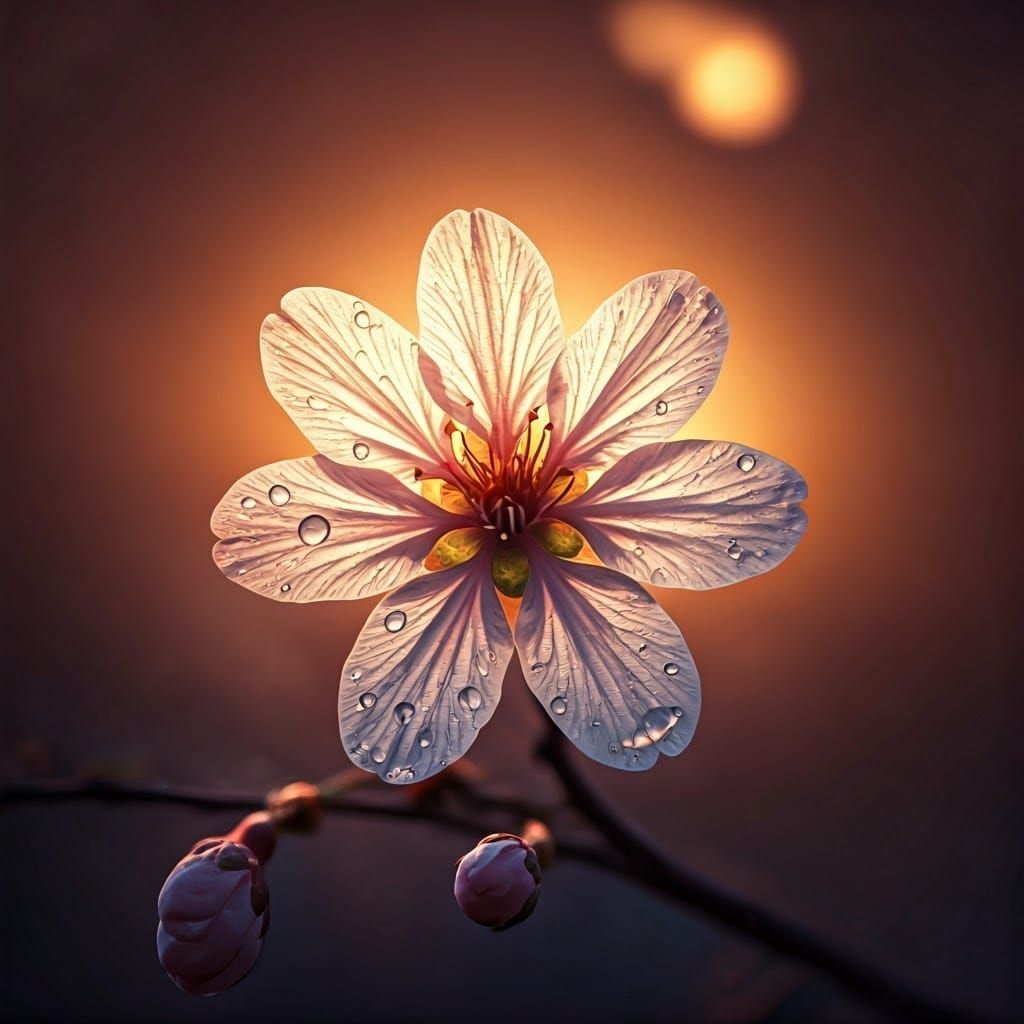 Transparent Cherry Blossom in Warm Light