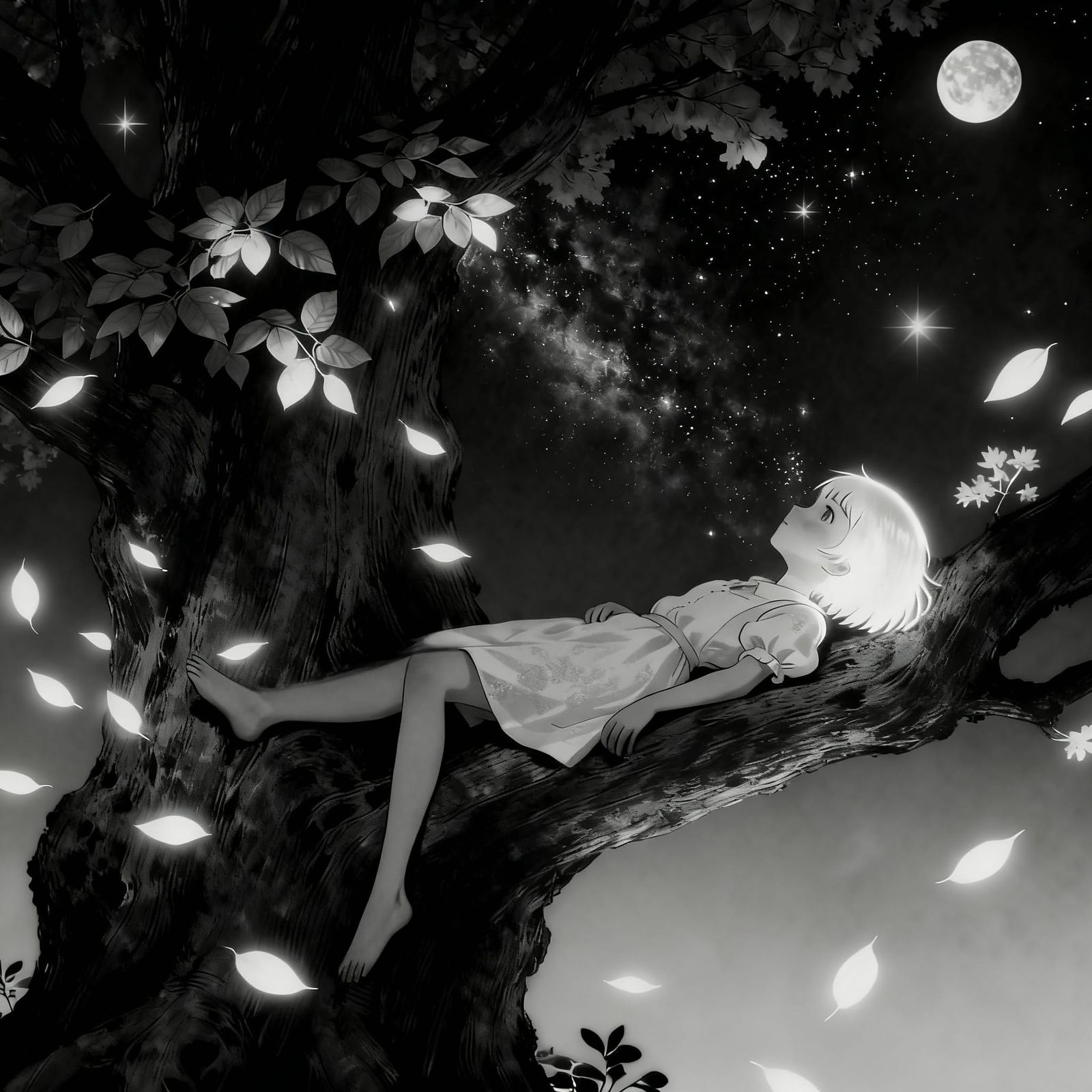 Black and White Night Sky with Stardust Details