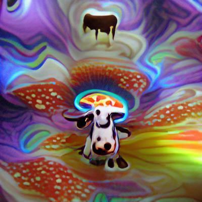 Psychedelic Mushroom Cow's Spiritual Awakening
