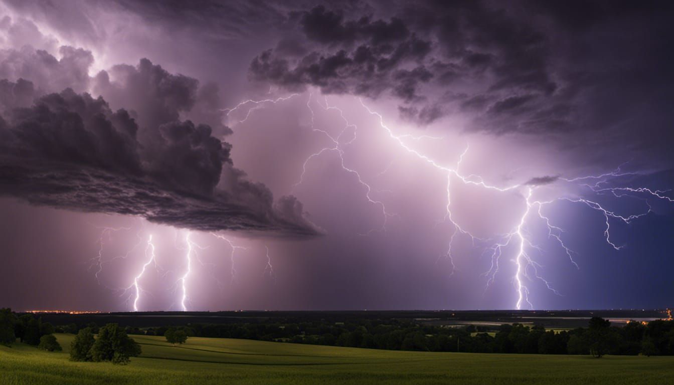 Dramatic Lightning Strikes During Thunderstorm