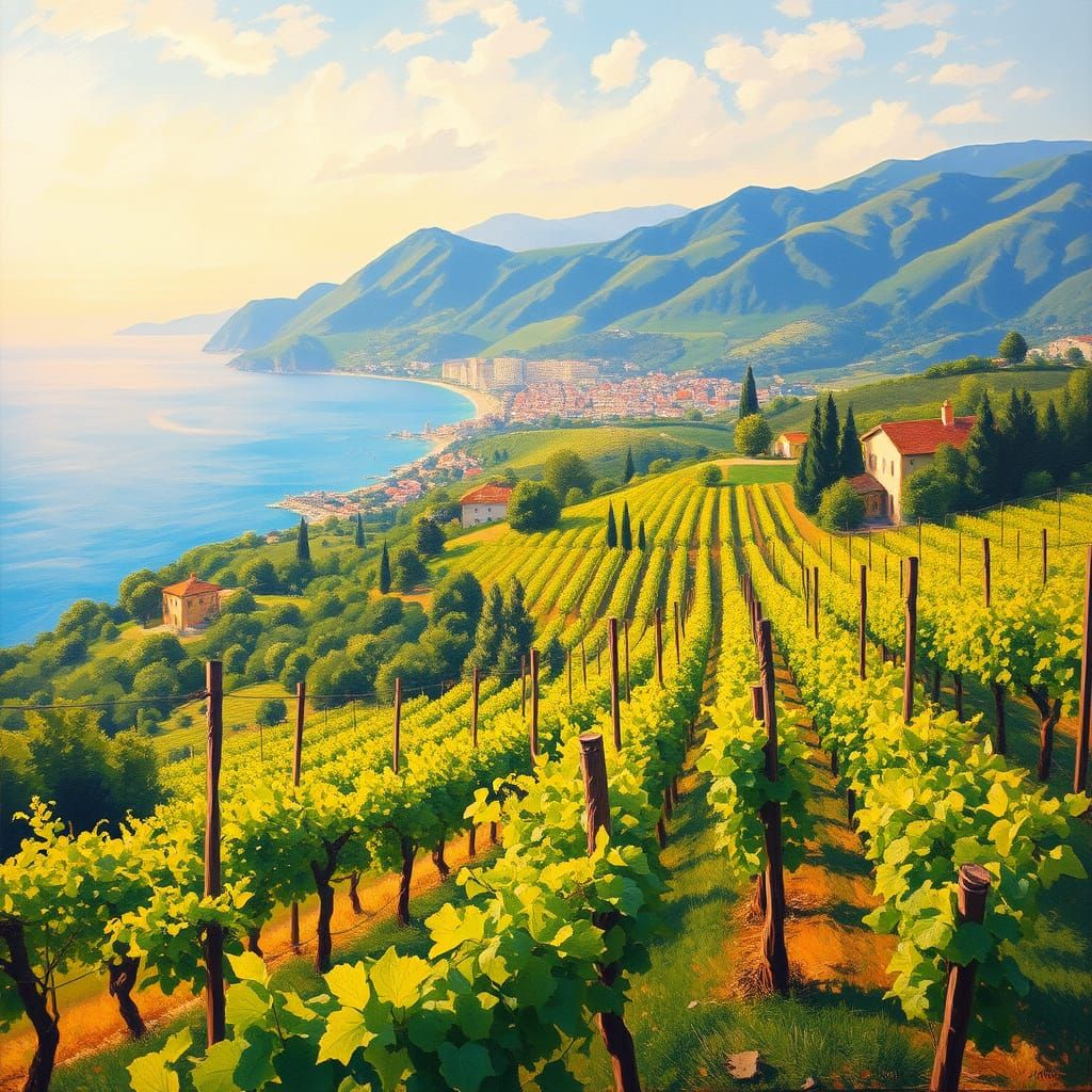 Impressionist Masterpiece of a Lush French Vineyard