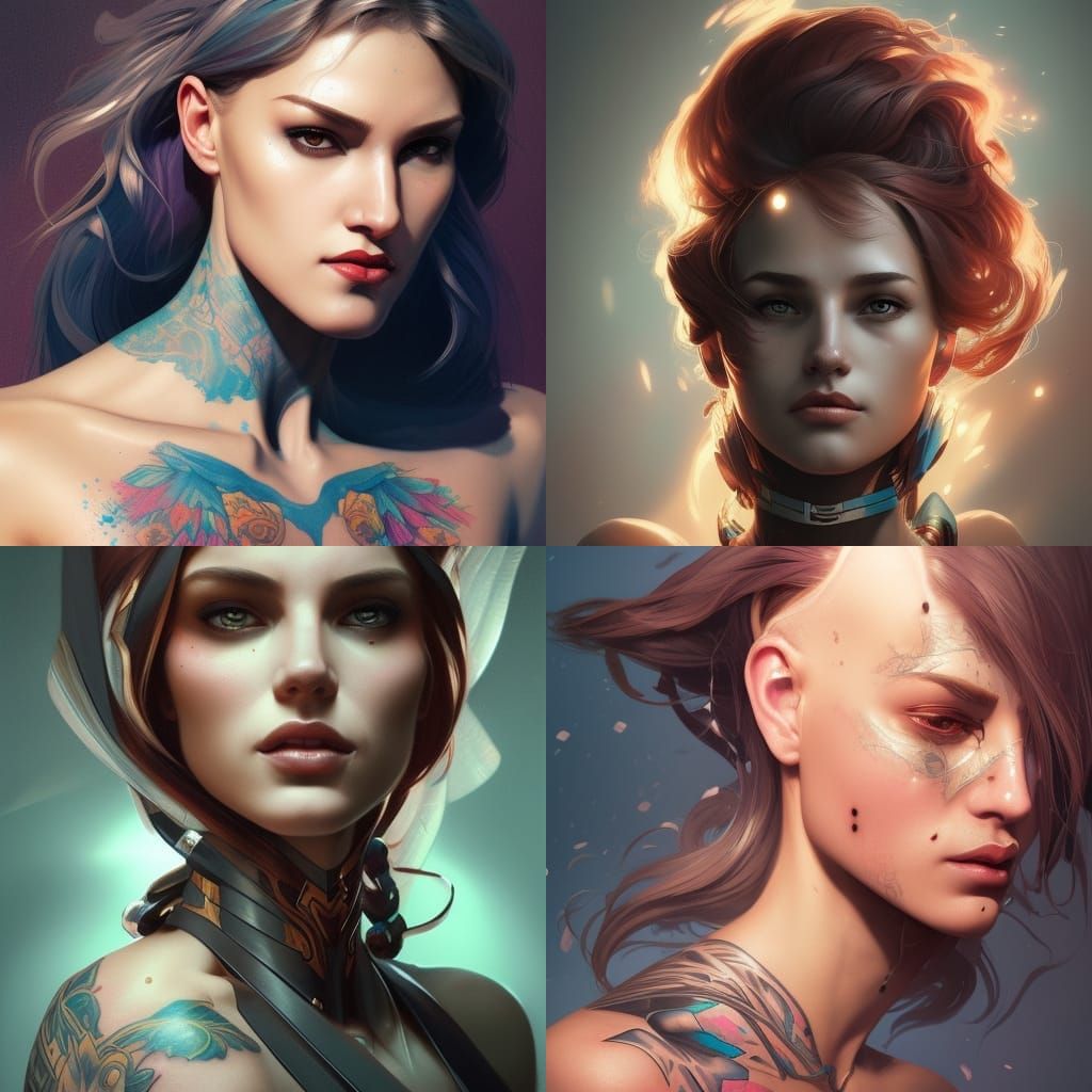 Tattooed Superhero Portrait in Hyperdetailed Style