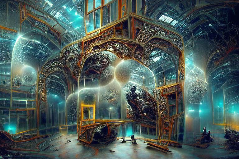 Quantum Mirror Universe Portal in Art Nouveau Style